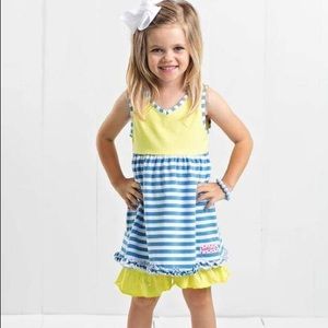 Ruffle Girl Blue/White & Yellow Ruffle Short Set